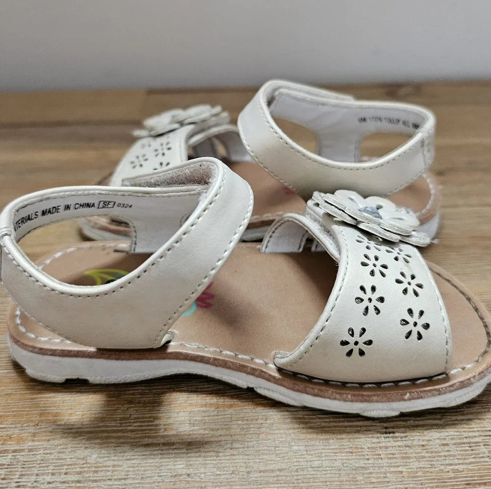 RACHEL SHOES Tullip Toddler Cream Sandals with Floral Design